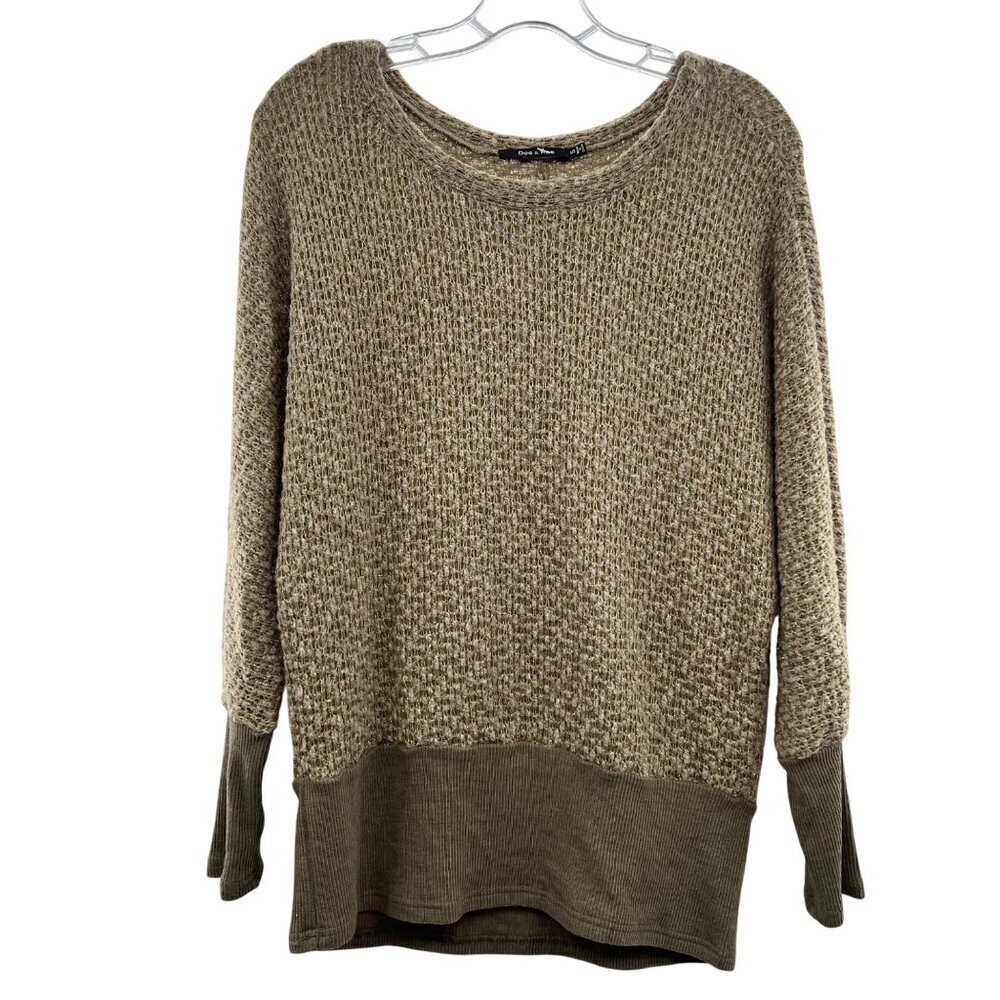 Doe & Rae Women's Pullover Knit Sweater Long Sleeve Tan/Gold Size Small